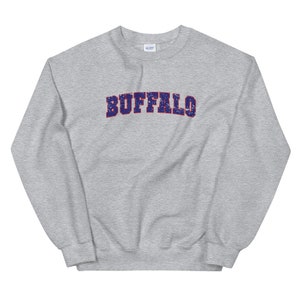 Unisex sweater Buffalo | Buffalo New York Varsity Letter vintage stijl sweatshirt met ronde hals | Buffelcadeau | Buffalo New York-shirt