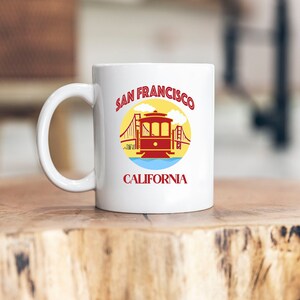 San Francisco Mug Golden Gate Bridge City Skyline Trolley Coffee Cup