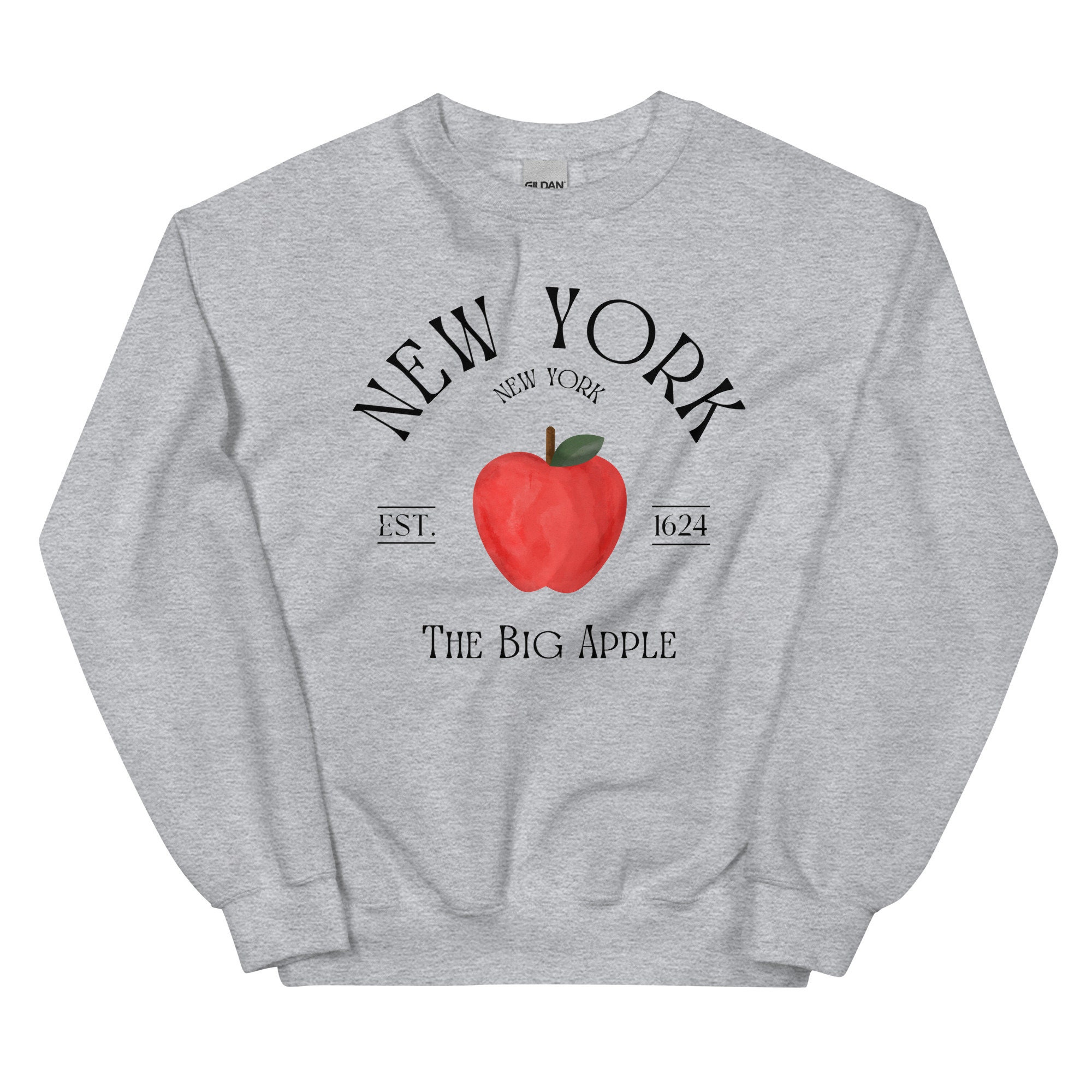 New York Big Apple Sweatshirt, Empire State Crewneck, Unisex New York Big Apple Sweatshirt, Empire State Crewneck, Unisex