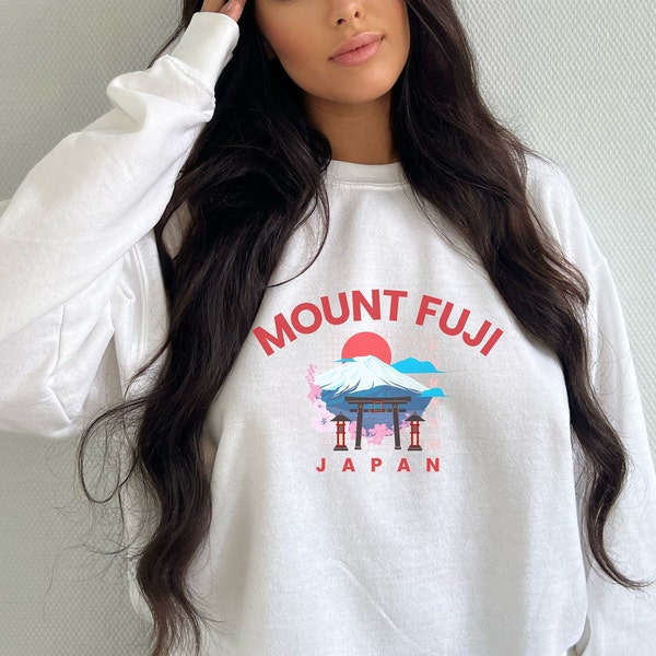 Mount Fuji Sweatshirt Japanese Aesthetic Crewneck Travel Destination Pullover Sweater