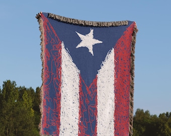 Puerto Rico Flag Woven Blanket Puerto Rican Pride And Heritage Throw Tapestry Heartfelt Gift