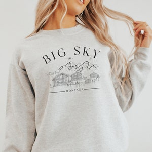 Big Sky Sweatshirt, Montana Crewneck, Minimalist Line Art Aesthetic, Vintage Style Ski Resort Sweater, Gift For Ski Enthusiastk, Unisex