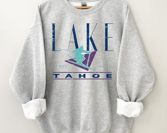 Lake Tahoe Ski Sweatshirt: Vintage Style Unisex Crewneck