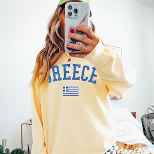 Grécia College Sweatshirt Bandeira Grega Varsity Sweater Comfort Colors Pullover Crewneck