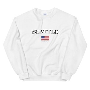 Seattle Unisex Sweatshirt | Seattle American Flag Sweatshirt | Seattle Crewneck | Seattle WA | Washington | Seattle Shirt | Seattle Gift