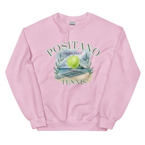 Positano Tennis Sweatshirt, Amalfi Coast Unisex Crewneck, Italy Gift