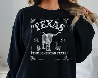 Texas Sweatshirt, Lone Star State Crewneck, TX Sweater, Longhorn Pullover, Cozy Unisex Sweatshirt