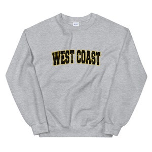 Felpa unisex West Coast / Felpa girocollo West Coast / Maglietta West Coast / Regalo per studenti / Felpa vintage in stile college con lettere West Coast