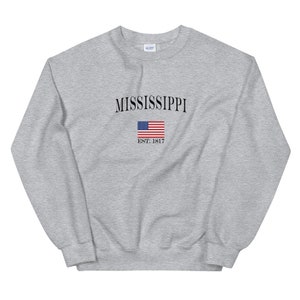 Mississippi Unisex Sweatshirt | Mississippi Vintage Style American Flag Crewneck Sweatshirt | Mississippi Shirt | Mississipi Gift