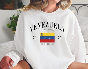 Venezuela Sweatshirt, Venezuela Flag Crewneck, South America Cozy Pullover, Unisex Long Sleeve