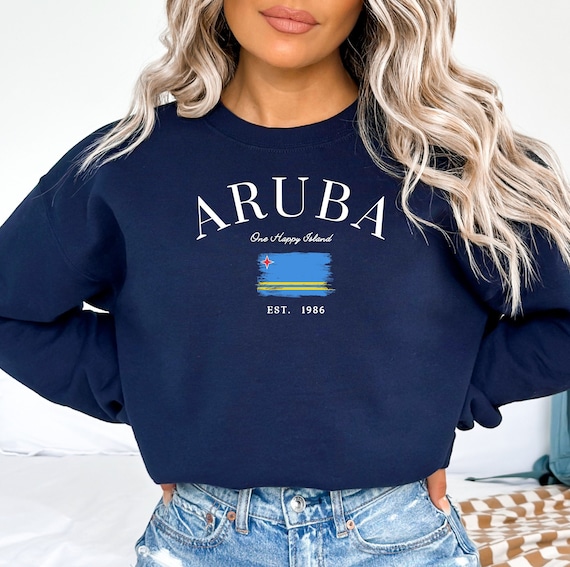 Aruba Flag Sweatshirt Island Crewneck Beach Pullover Vacation Keepsake Souvenir Gift