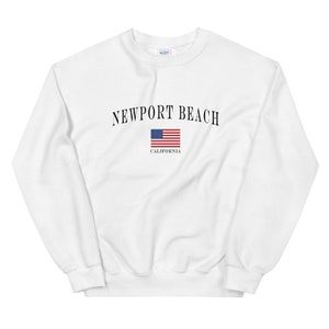 Newport Beach Unisex Sweatshirt | Newport Beach Vintage Style American Flag Crewneck Sweatshirt | Newport Beach Gift
