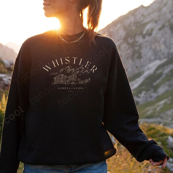 Whistler Ski Sweatshirt Alberta Canada Crewneck Minimalist Ski Resort Graphic Sweater Mountains Pullover Gift For Ski Enthusiast