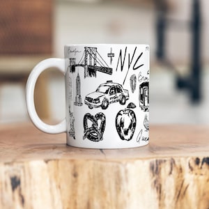 New York City Mug, NYC Coffee Cup, Landmark Pencil Holder