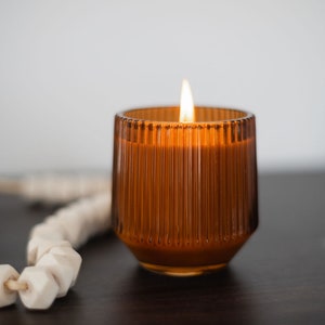 Ribbed Retro Classic Scents Amber Jar Soy Wax Candle image 1