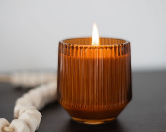 Ribbed Retro - Classic Scents - Amber Jar - Soy Wax Candle