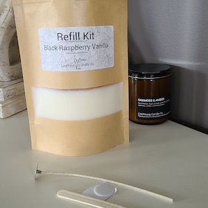 Refill Candle Kit CLASSIC SCENT OPTIONS Dough Bowl Refill Soy Wax Candle Refill Kit Candle Making Kit Wood Bowl Candle Refill image 4