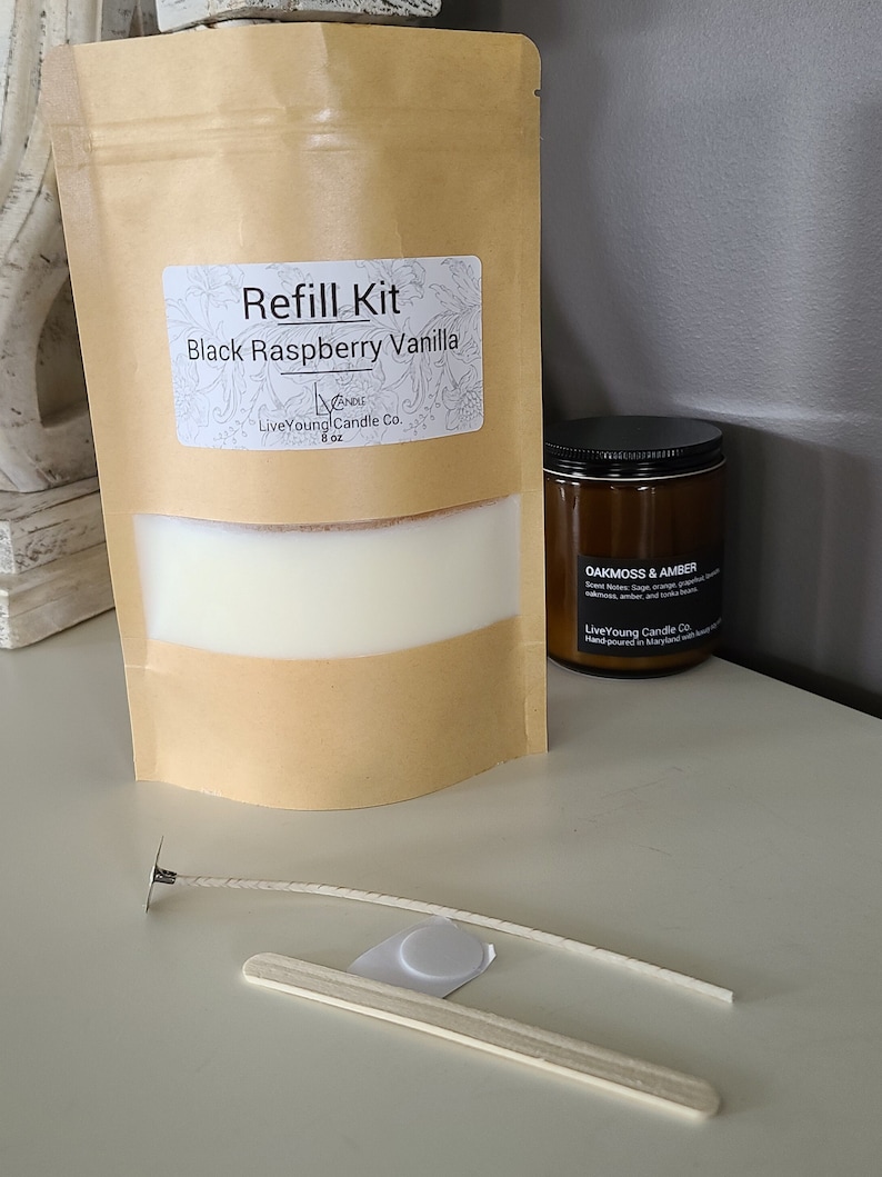Refill Candle Kit CLASSIC SCENT OPTIONS Dough Bowl Refill Soy Wax Candle Refill Kit Candle Making Kit Wood Bowl Candle Refill image 4