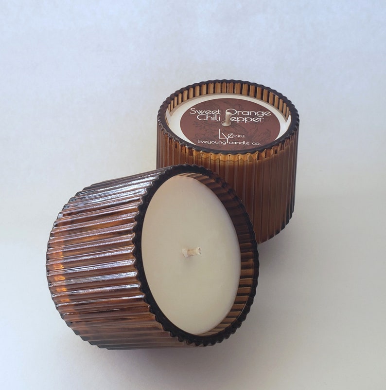 Ribbed Retro Classic Scents Amber Jar Soy Wax Candle image 3