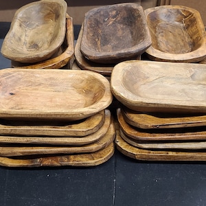 Wholesale Dough Bowls - lots of 25 - Deeply Discounted Dough Bowls - 7 dollars each - NFC - Handcarved Wood Bowls