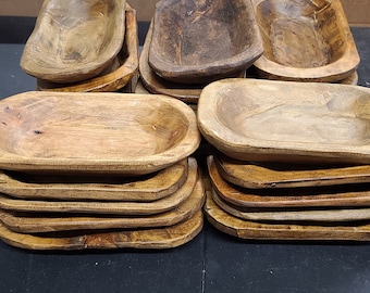 Wholesale Dough Bowls - lots of 25 - Deeply Discounted Dough Bowls - 7 dollars each - NFC - Handcarved Wood Bowls