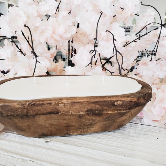 Dough Bowl Candle, Rustic Decor Soy Candle, 3 Wick Candle, Farmhouse Style Centerpiece Candle, Great Birthday or Mothers Day Gift Idea