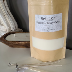 Refill Candle Kit CLASSIC SCENT OPTIONS Dough Bowl Refill Soy Wax Candle Refill Kit Candle Making Kit Wood Bowl Candle Refill image 3