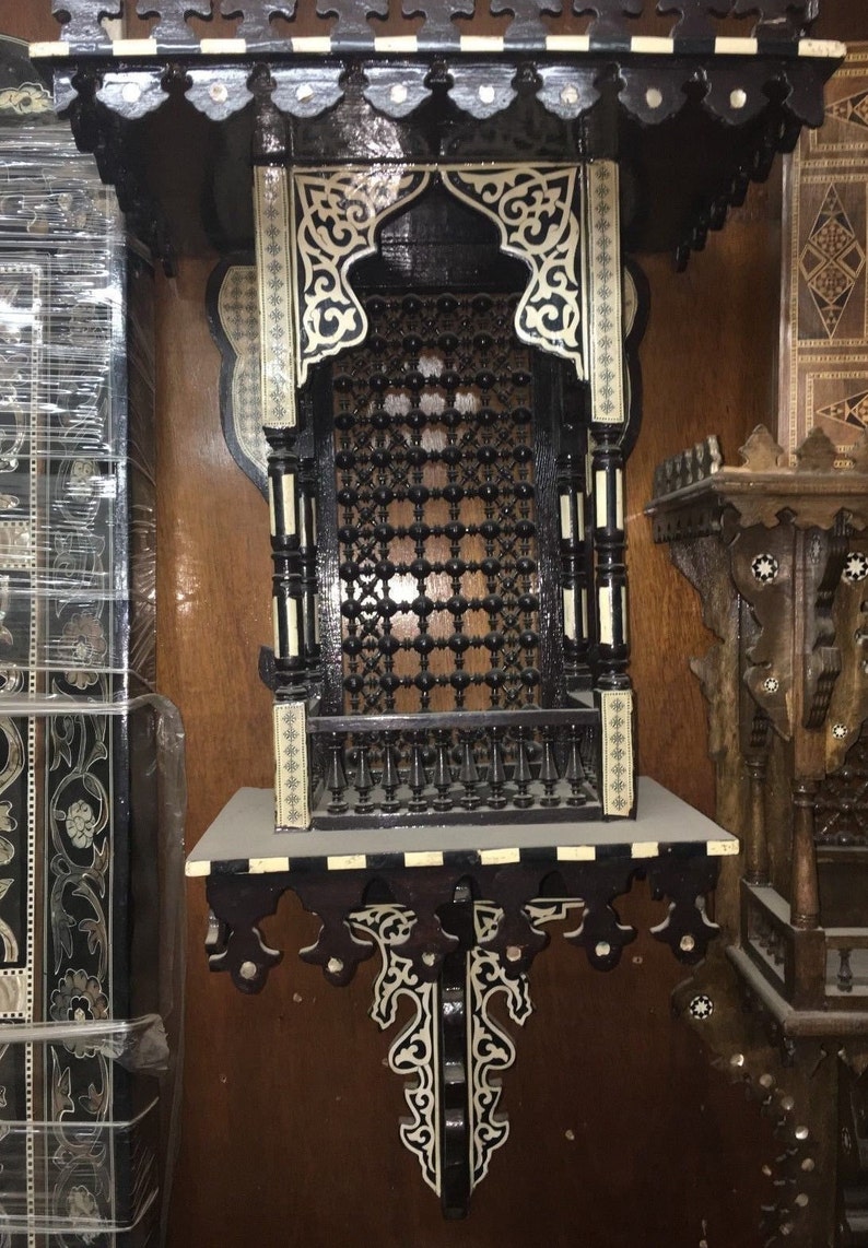 Antique Style Egyptian Wood Wall shelf Hand Work Arabesque Etsy