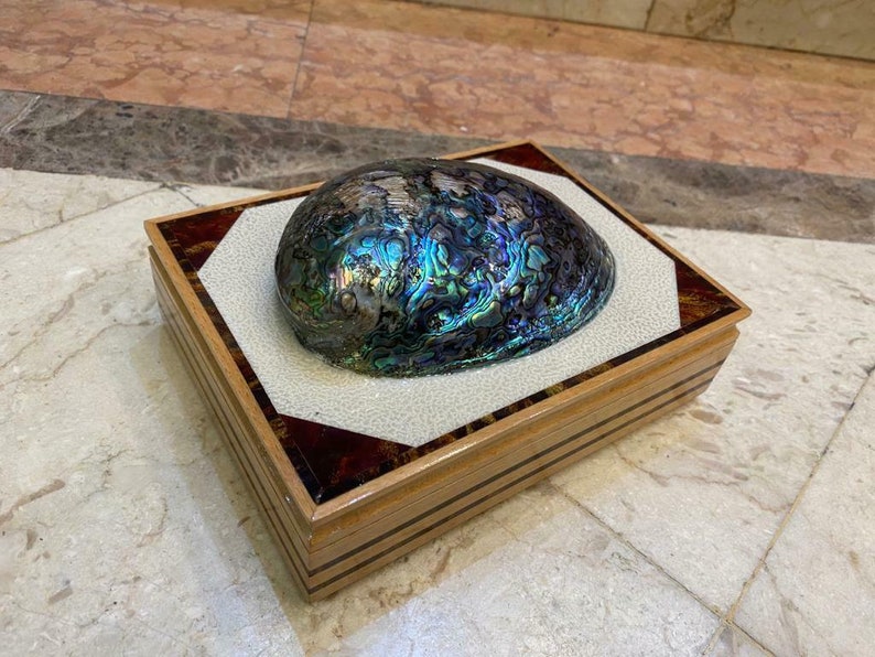 Handmade Wood Jewelry Box Inlaid Mother of Pearl 7.8x5.8