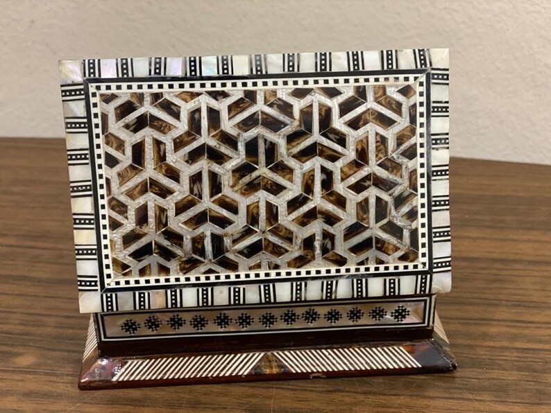 Handmade Wood Jewelry Box Inlaid Shell