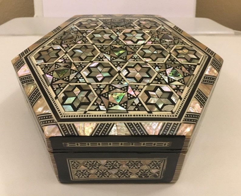 Egyptian Handmade Inlaid Mother of Pearl Jewelry Box 15 X 15 Etsy