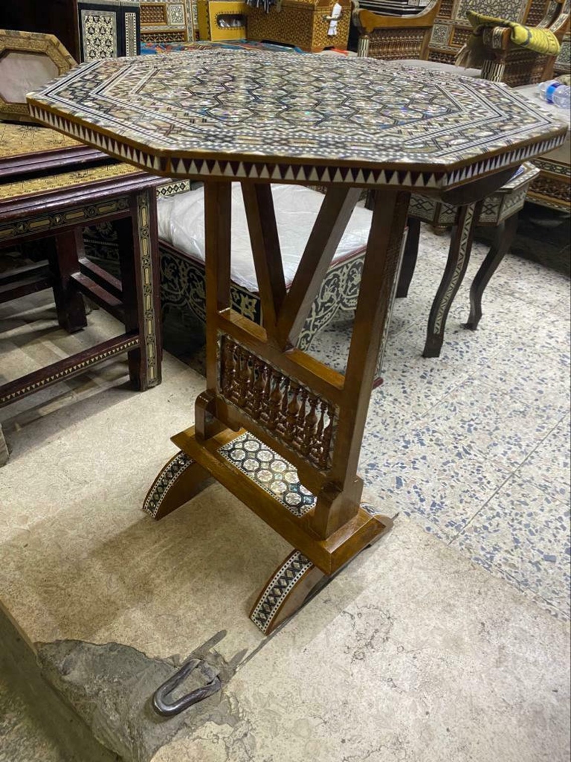Antique Handmade Wood End Table Inlaid 17.2 Etsy