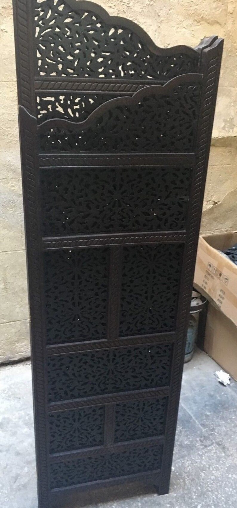 Antique Handmade Room Divider Screen 4 Panel Carved Wood Etsy