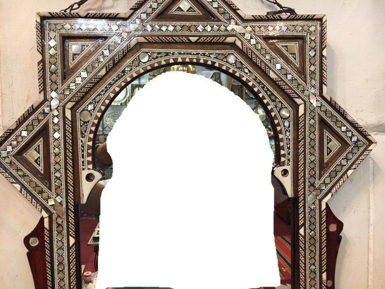 Antique Egyptian Curving Wood Wall Shelf With Mirror Inlaid Etsy