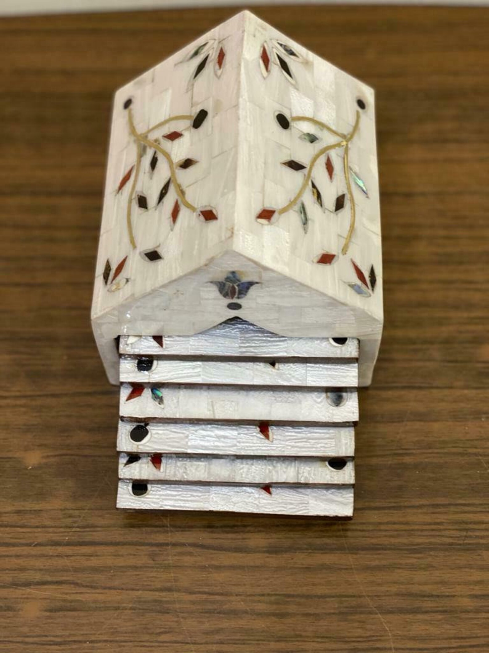 Antique Coasters Wood Coasters Set Coasters Inlaid Vintage Etsy