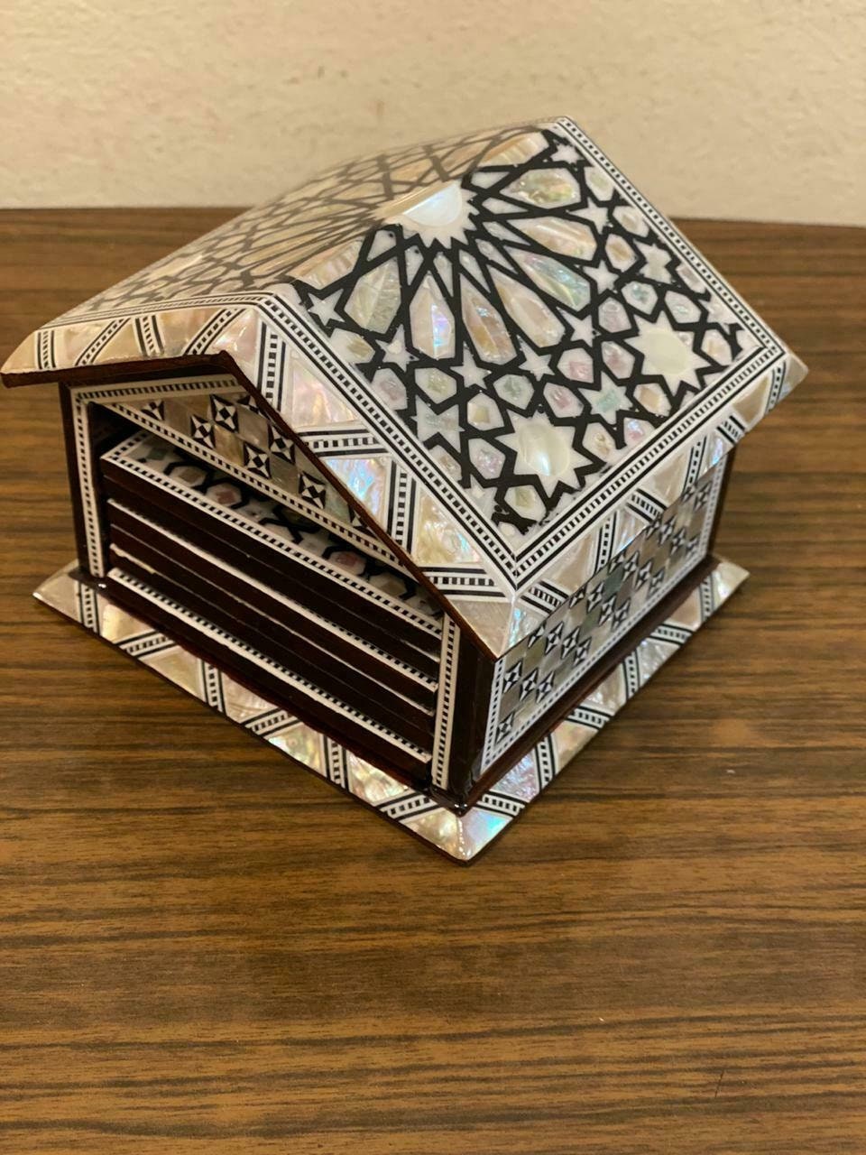 Antique Coasters Wood Coasters Set Coasters Inlaid Vintage Etsy