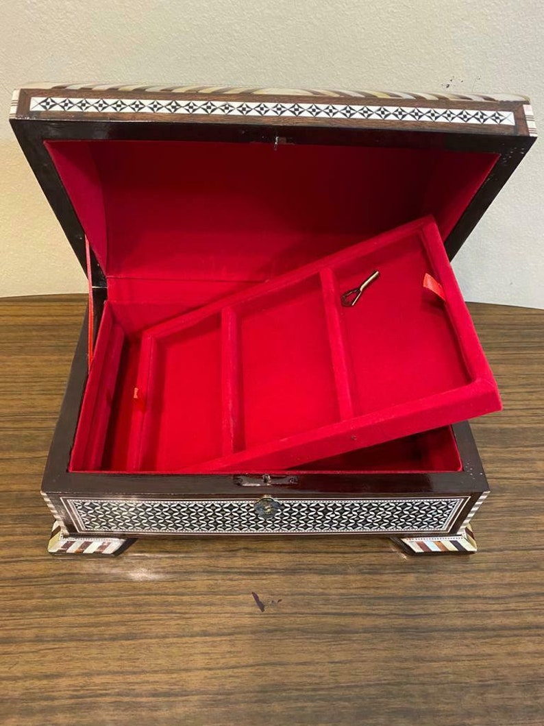 Handmade Jewelry Box Wood Inlaid Shell Etsy