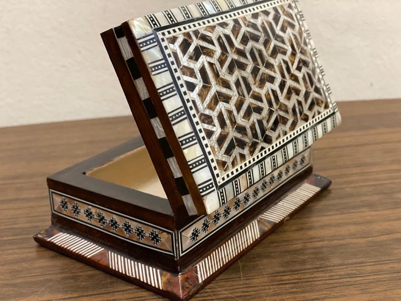 Handmade Wood Jewelry Box Inlaid Shell