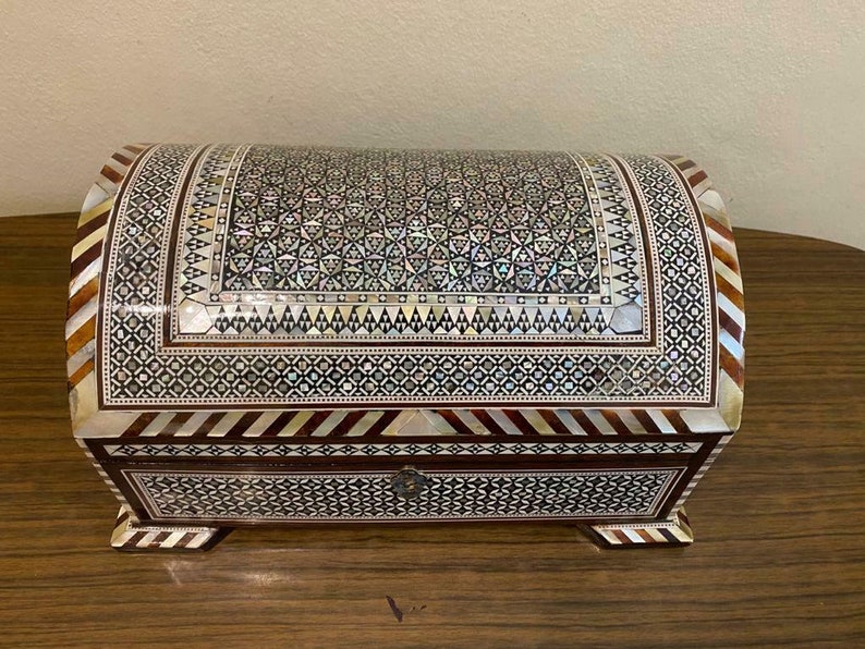Handmade Jewelry Box Wood Inlaid Shell Etsy