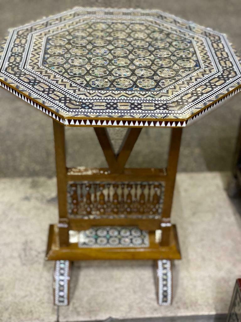 Antique Handmade Wood End Table Inlaid 17.2 Etsy