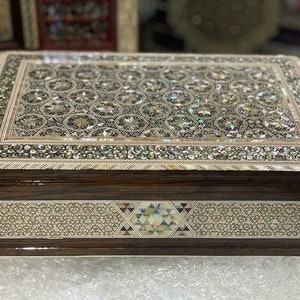 7.2x5 Egyptian Jewelry Box Handmade Inlaid Mother of Pearl