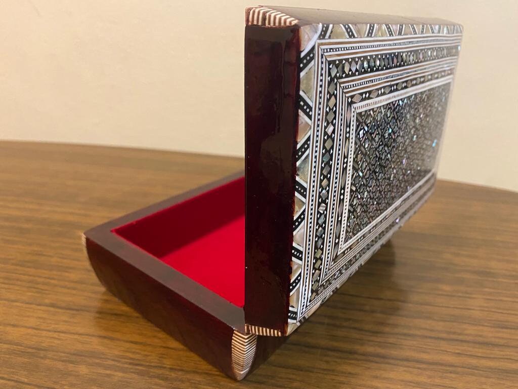 Handmade Wood Jewelry Box Inlaid Shell Etsy
