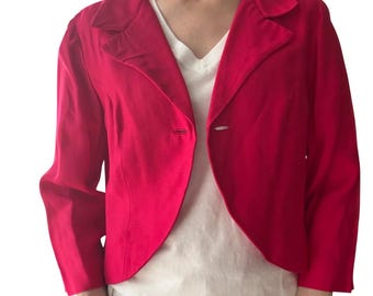 Vintage Carol Craig Fuchsia Pink Cropped Blazer Jacke Revers gefüttert