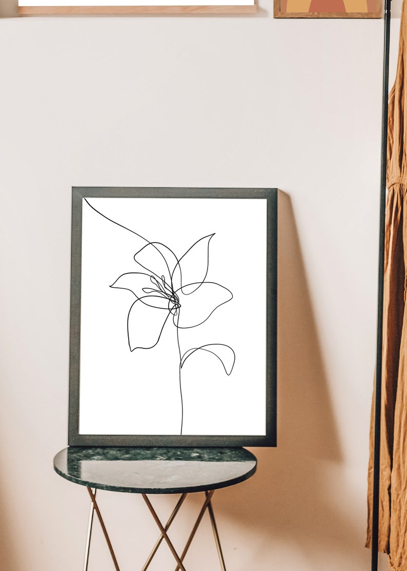 Flower Line Art PrintableSingle Line Flower DrawingOne Line | Etsy