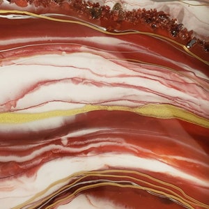 3 Piece Geode | Large Geode | Red Geode | Resin Art | Art | Resin Geode ...