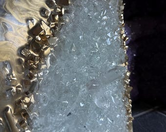 Gold and Silver Geode Resin Art  Luxury Quartz Decor (24x20 inches)