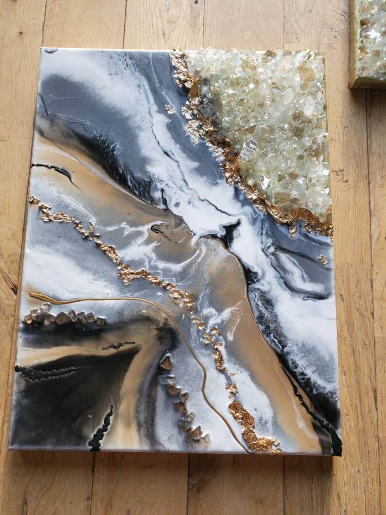 Natural Crystal Pieces Two 12x16/ Geode / Resin Geode / Geode Etsy