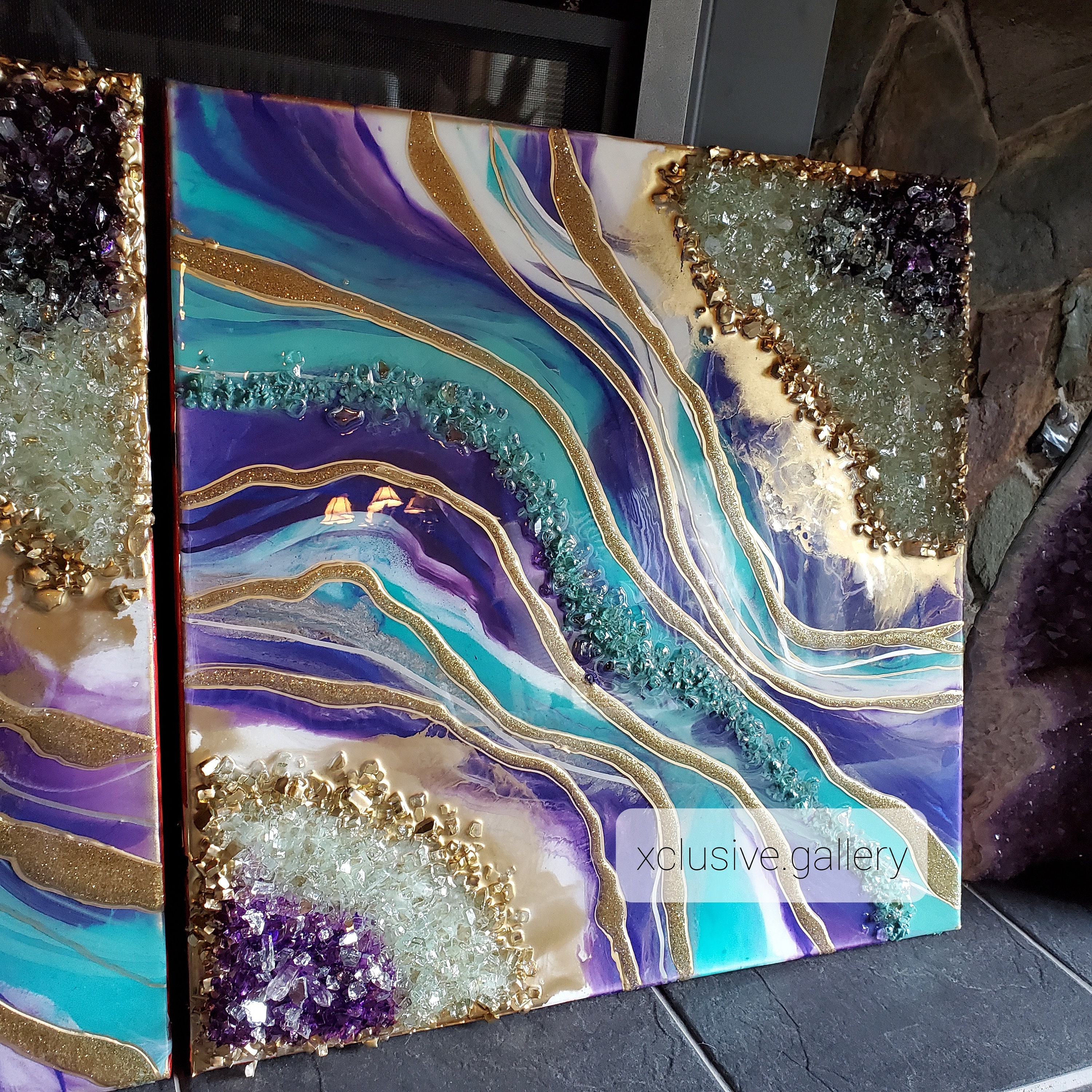 Resin Geode Crystal Wall Art/ geode wall art / resin geode / resin 3D  painting / resin painting / epoxy canvas / geode art / artwork / art — Khan  Artist Studios
