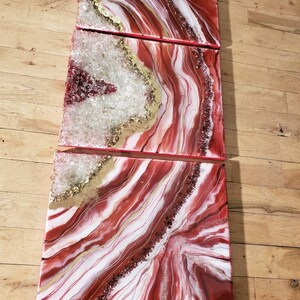 3 Piece Geode | Large Geode | Red Geode | Resin Art | Art | Resin Geode ...