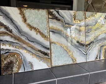 Handmade Geode Resin Art: natural rock inspired artwork . Geology rock formations inspiration